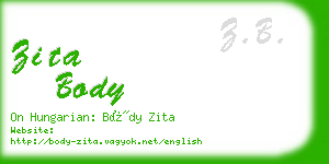 zita body business card